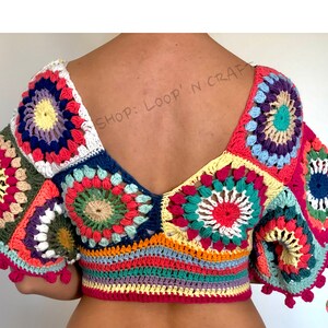Colourful Crochet Crop Blouse Crochet Top Boho Crop Top - Etsy