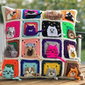 Cat Pillowcase, Crochet Cat Cushion Cover, Home Decor Accessory, Gift For Her, Gift For Mom image 10