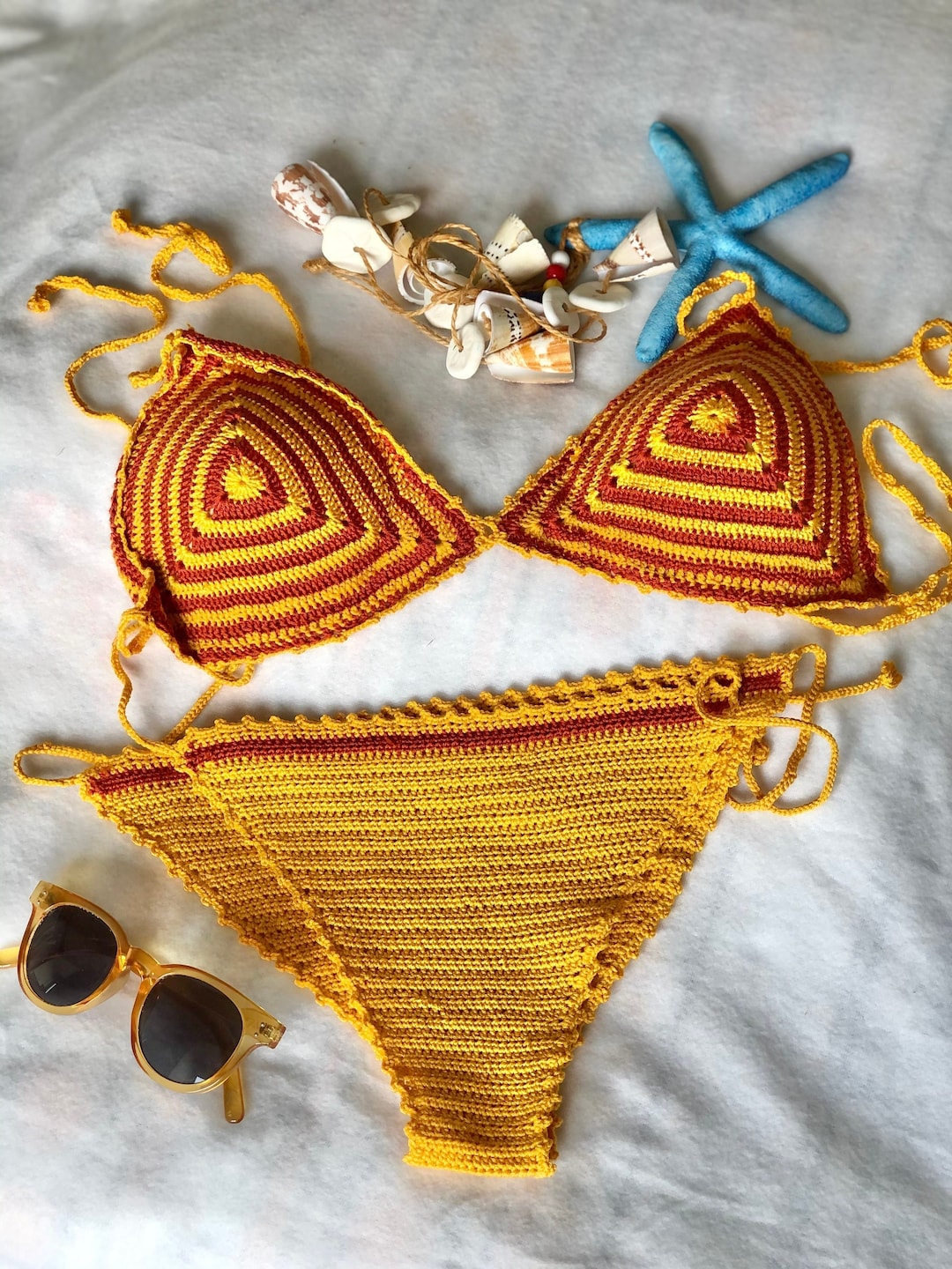 Shiny crochet bikini set main image 1