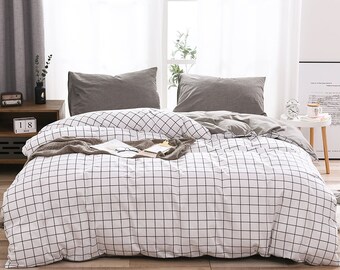 Bedlinen set bed cover set embodied bedding set almohadones fundas refil sheets bed cotton linen case pillow cover duvet set cute simple bedding set double fleece plaid bed set bed linen set. grid bedding etsy