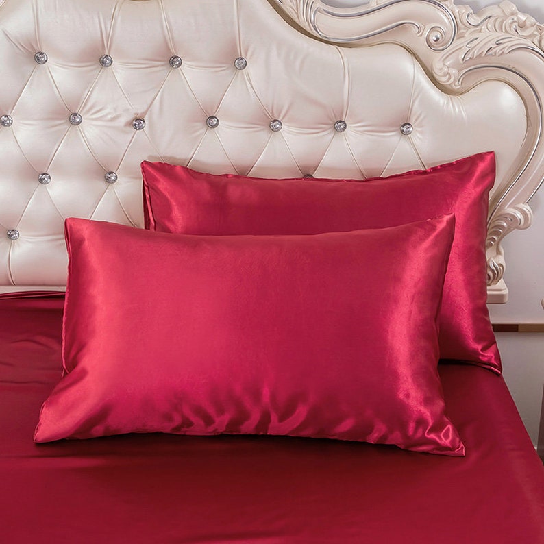 Duvet Cover Set King Size Red Silk Duvet Cover Soft Silky Etsy