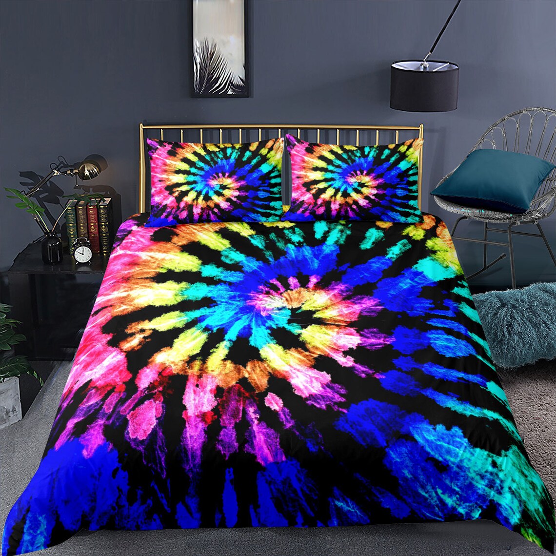 Rainbow Tie Dye Bedding Colorful Tye Dye Duvet Cover Etsy UK