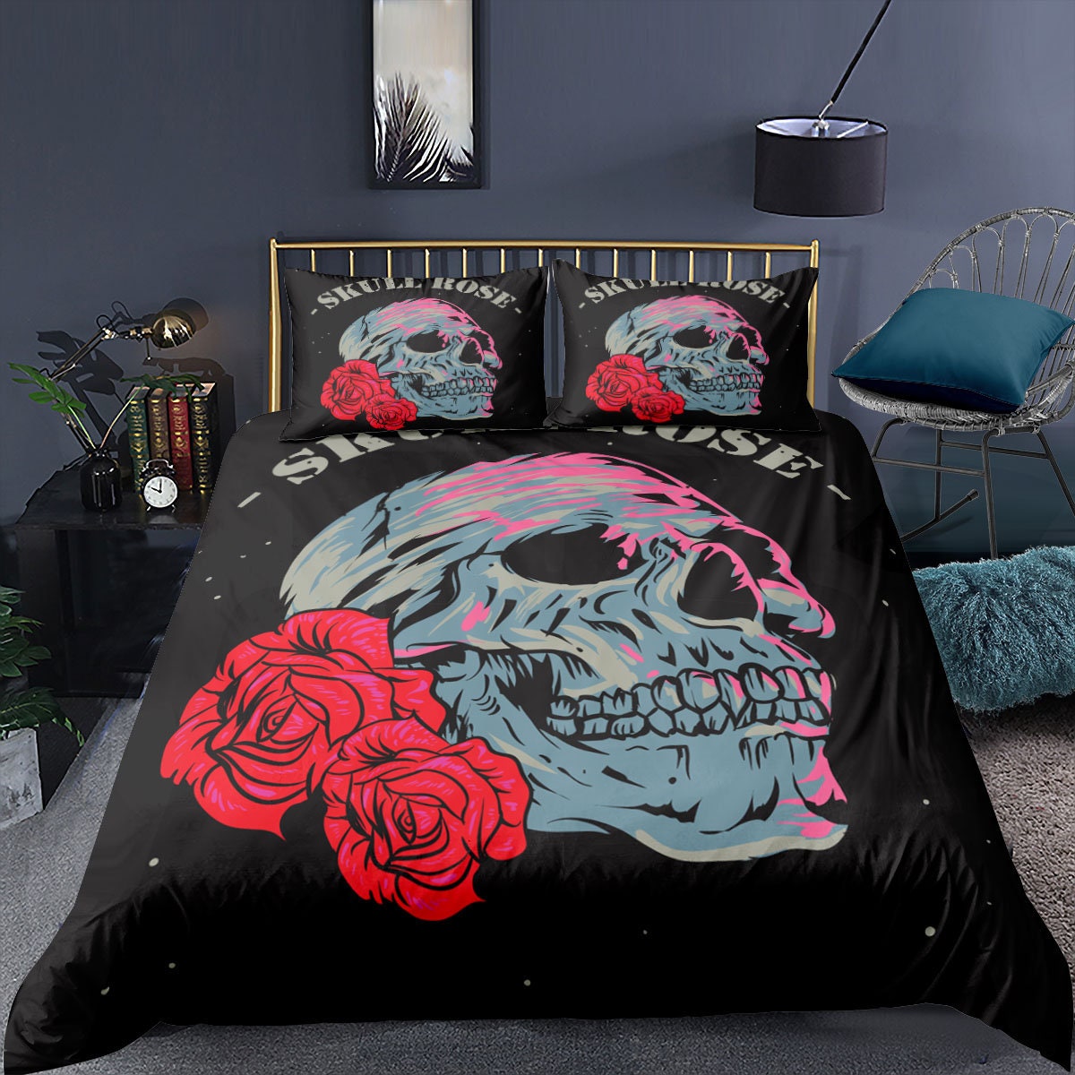 Gothic Skull Duvet Cover Pillowcase King Double Single Bedding Set Halloween 3pc Gothic Skull Duvet Cover Pillowcase King Double Single Bedding Set Halloween 3pc