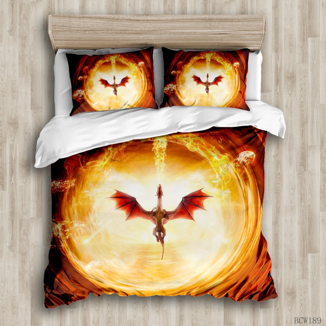 Flying Dragon Bedding Queen 3D Mythical Dragon Print 3 Piece Etsy