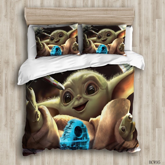 Lovely Baby Yoda Bedding Set Twin Size 