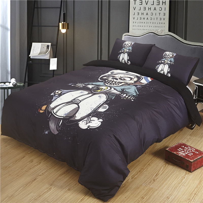 Discover Dovet Cover Sets Cartoon Skull Black Bedding Set