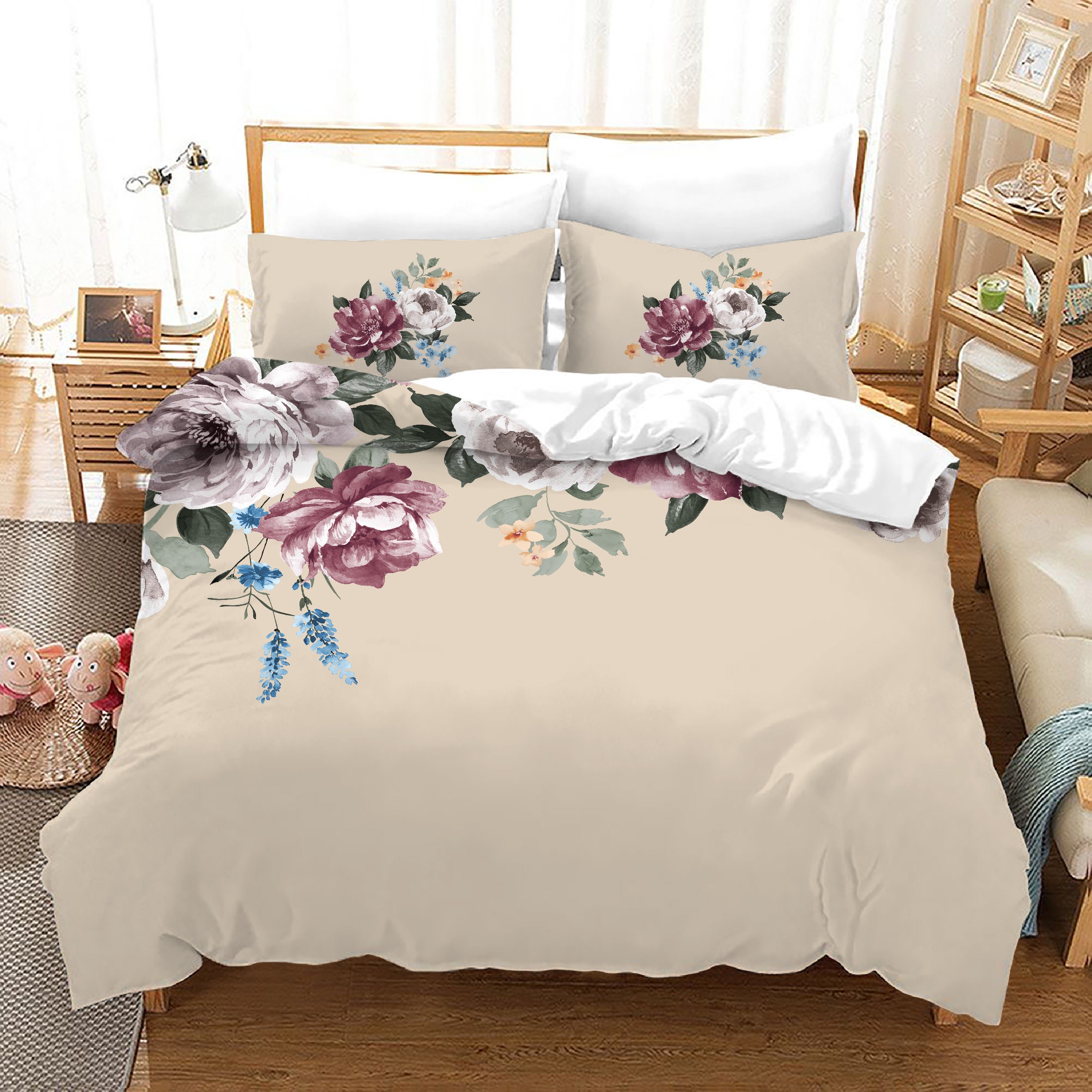 Girl Bedding Sets Twin Little Flower Duvet Cover Set Queen Etsy