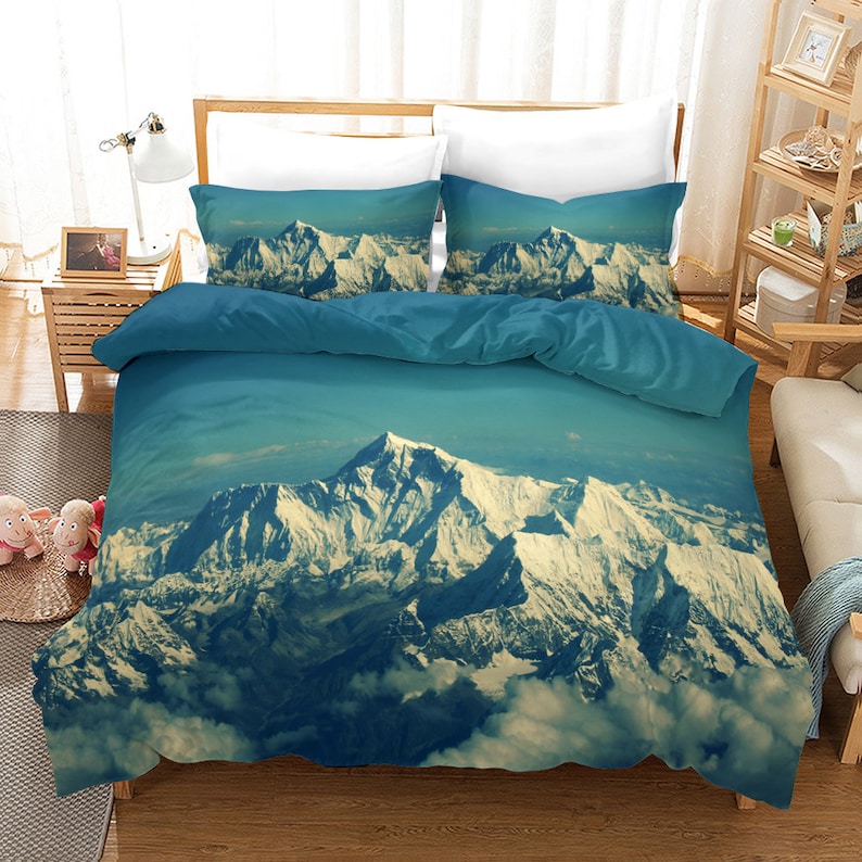 Winter Duvet Cover Set Queen Size Surreal Winter Scenery With Etsy