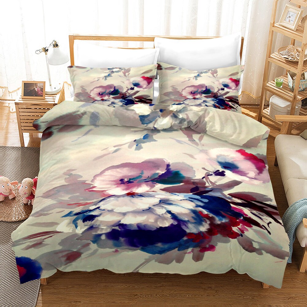 Flower Bedding Shabby Chic 100 Floral Bedding Duvet Cover Etsy UK