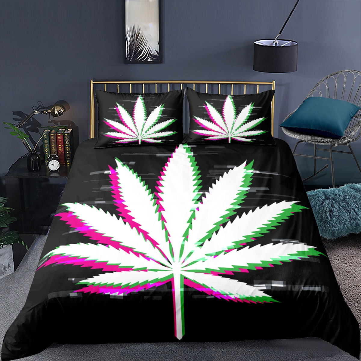 Marijuana Leaf Bedding Set Cannabis Leaves Duvet Cover Set for Etsy