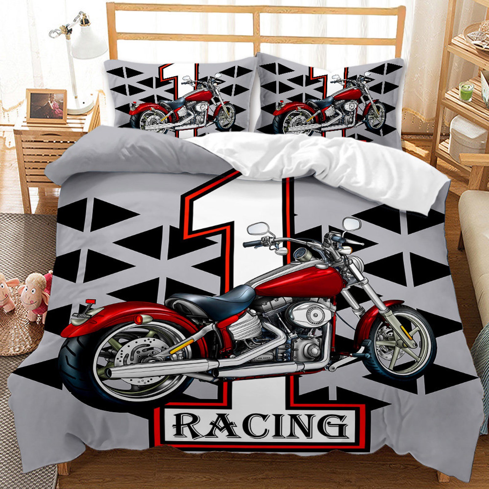Dirt Bike Bedding Motorcycle Duvet Cover Set Boys Motorbike Etsy