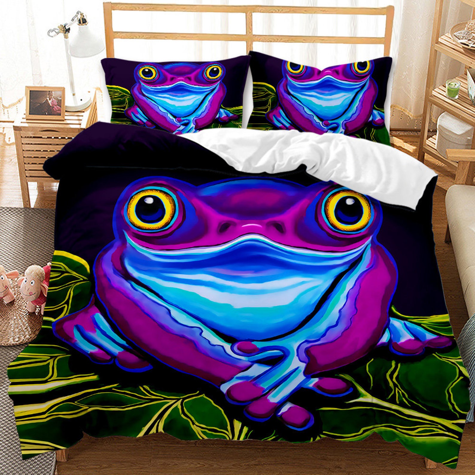 Bedding Set Cute Frog King Bed Set Duvet Cover Frog Green | Etsy