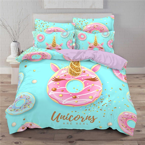 Unicorn Bedding 3 Piece Flower Girl, Twin Size Unicorn Bedspread