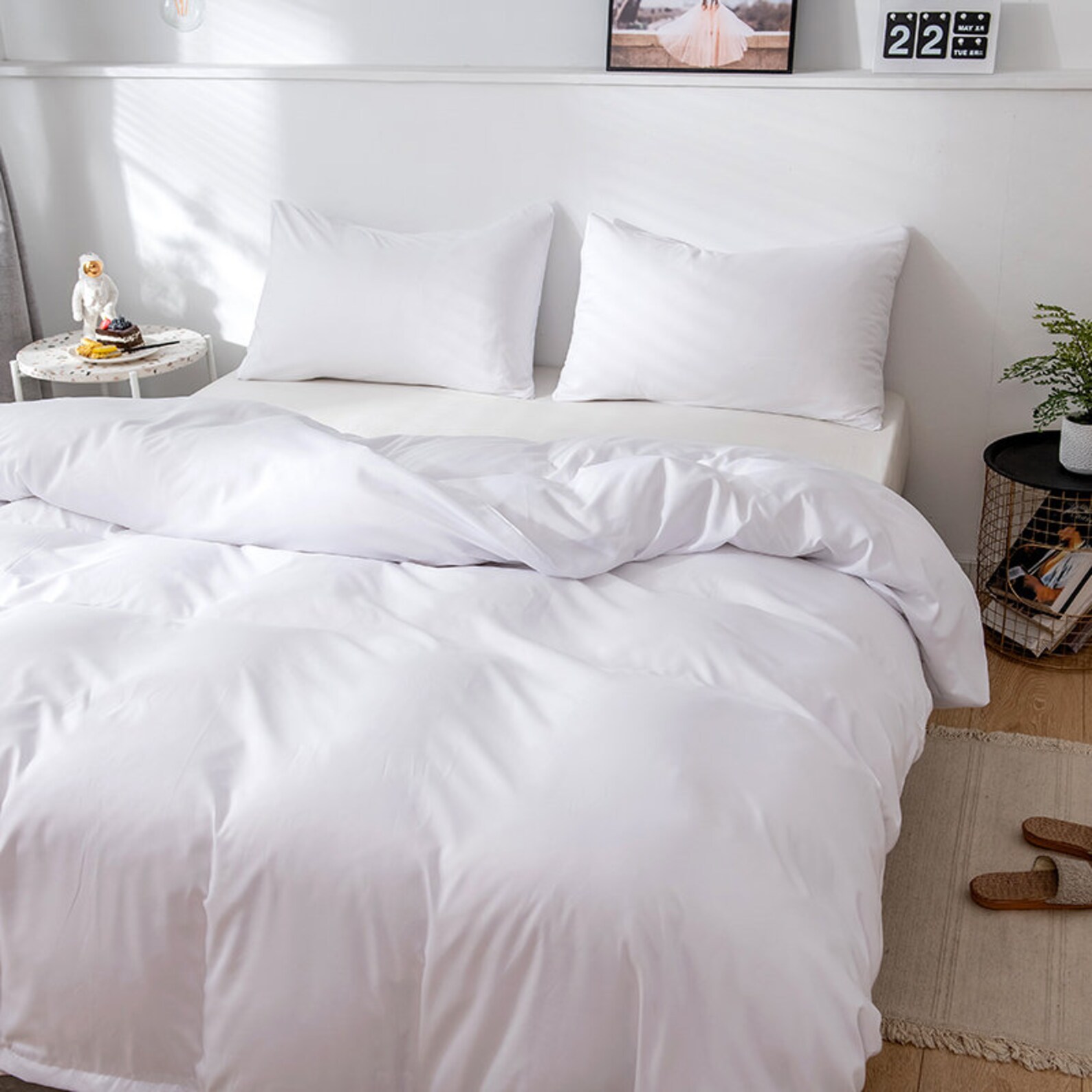 White Duvet Cover 3 Piece Set Ultra Soft Double Brushed Etsy