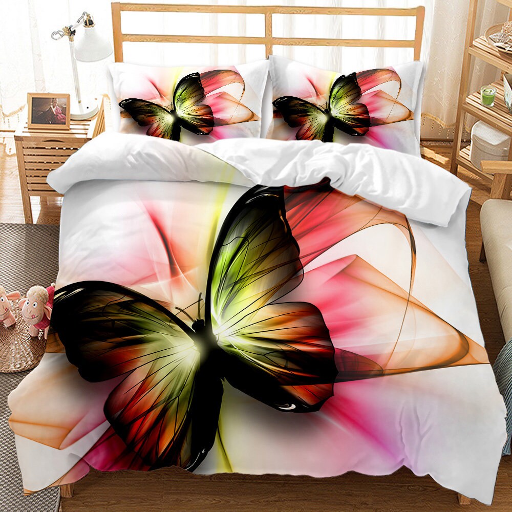 Beautiful Butterfly Bedding Set King Size Duvet Cover Set Etsy