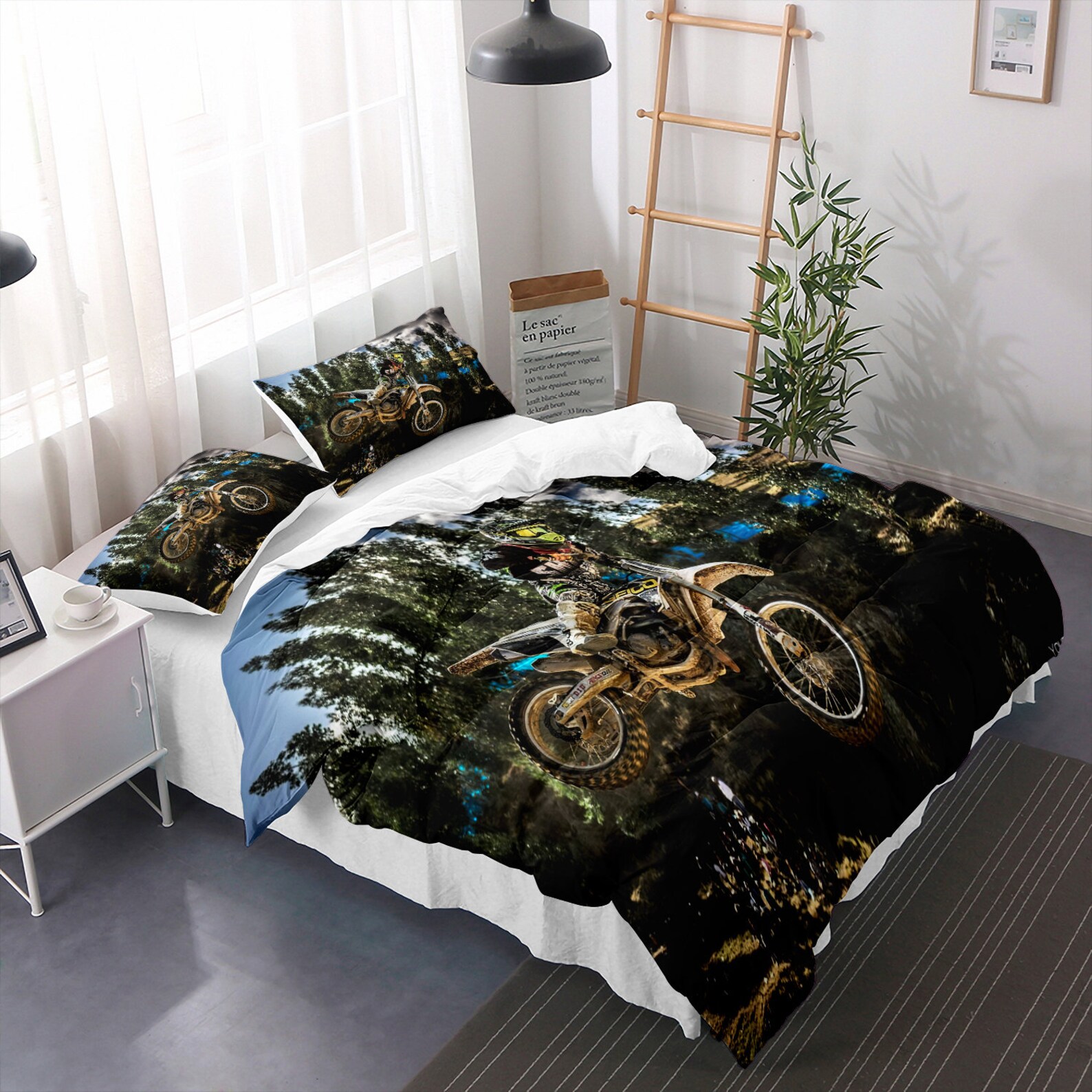 Dirt Bike Bedding Motorcycle Duvet Cover Set Boys Motorbike Etsy