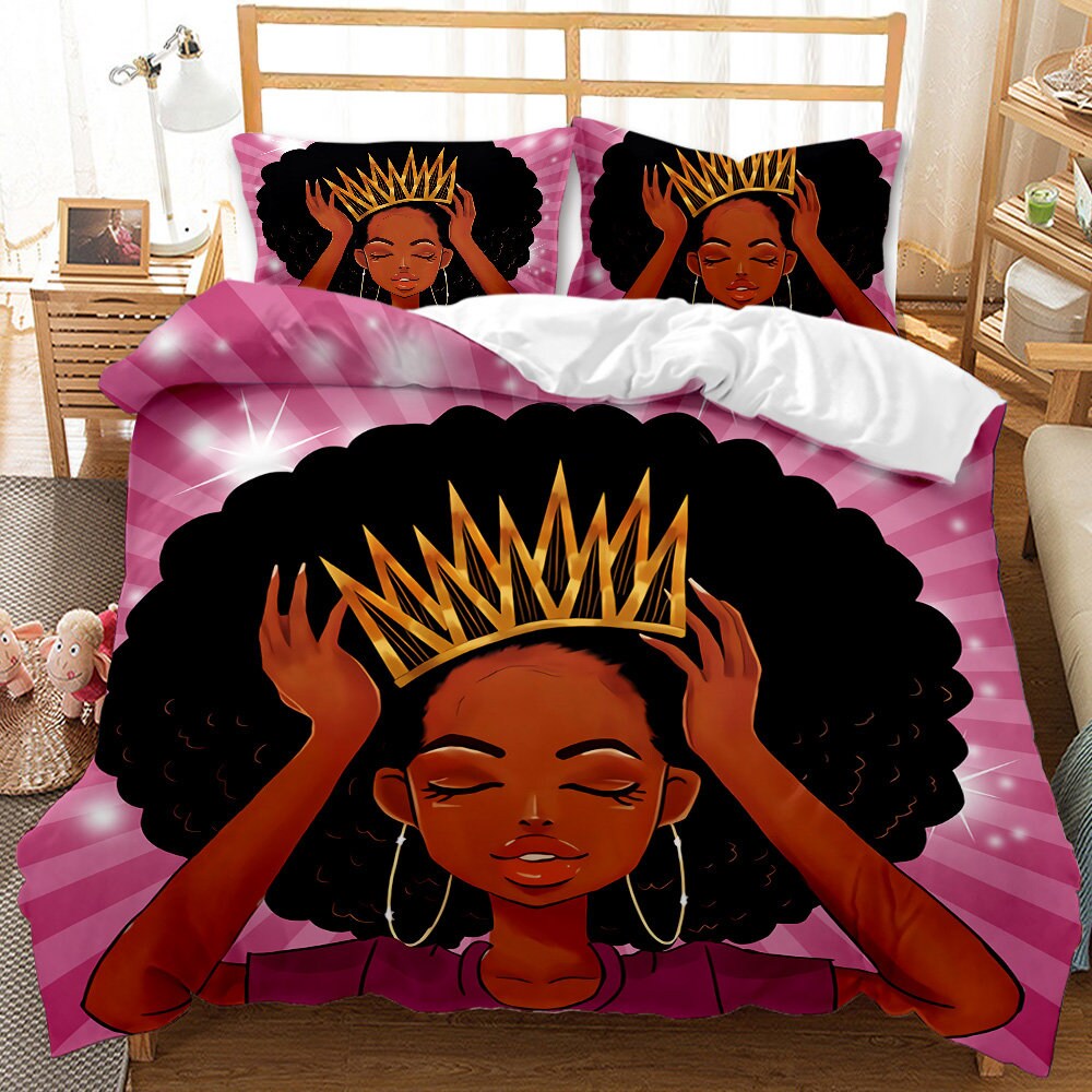 African American Girl Bedding Set King Size Black Magical Girl Etsy