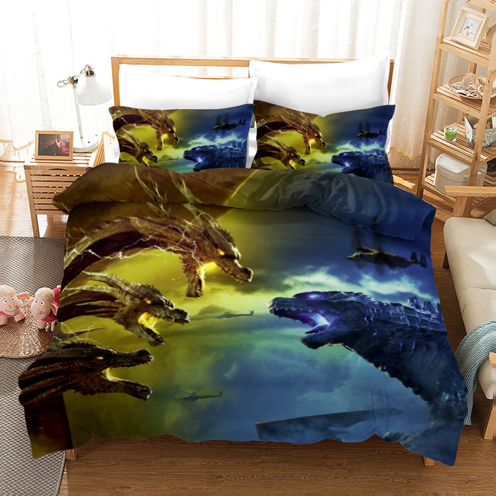 Godzilla Dinosaur Monster Bedding Set King Size for Boys Etsy UK