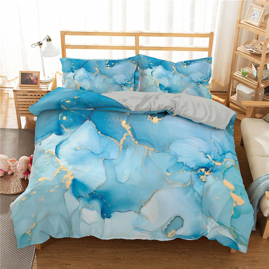 Colorful Marble Pattern Duvet Cover Set Watercolor Pastel Etsy