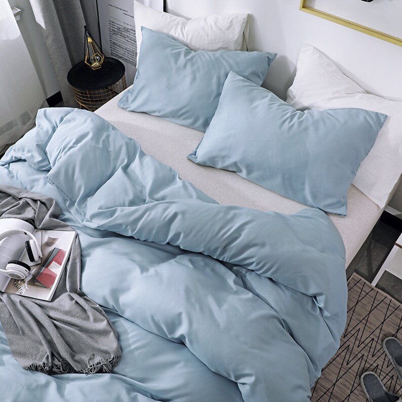Light Blue Duvet Cover Bedding Duvet Cover Set Twin Full Etsy