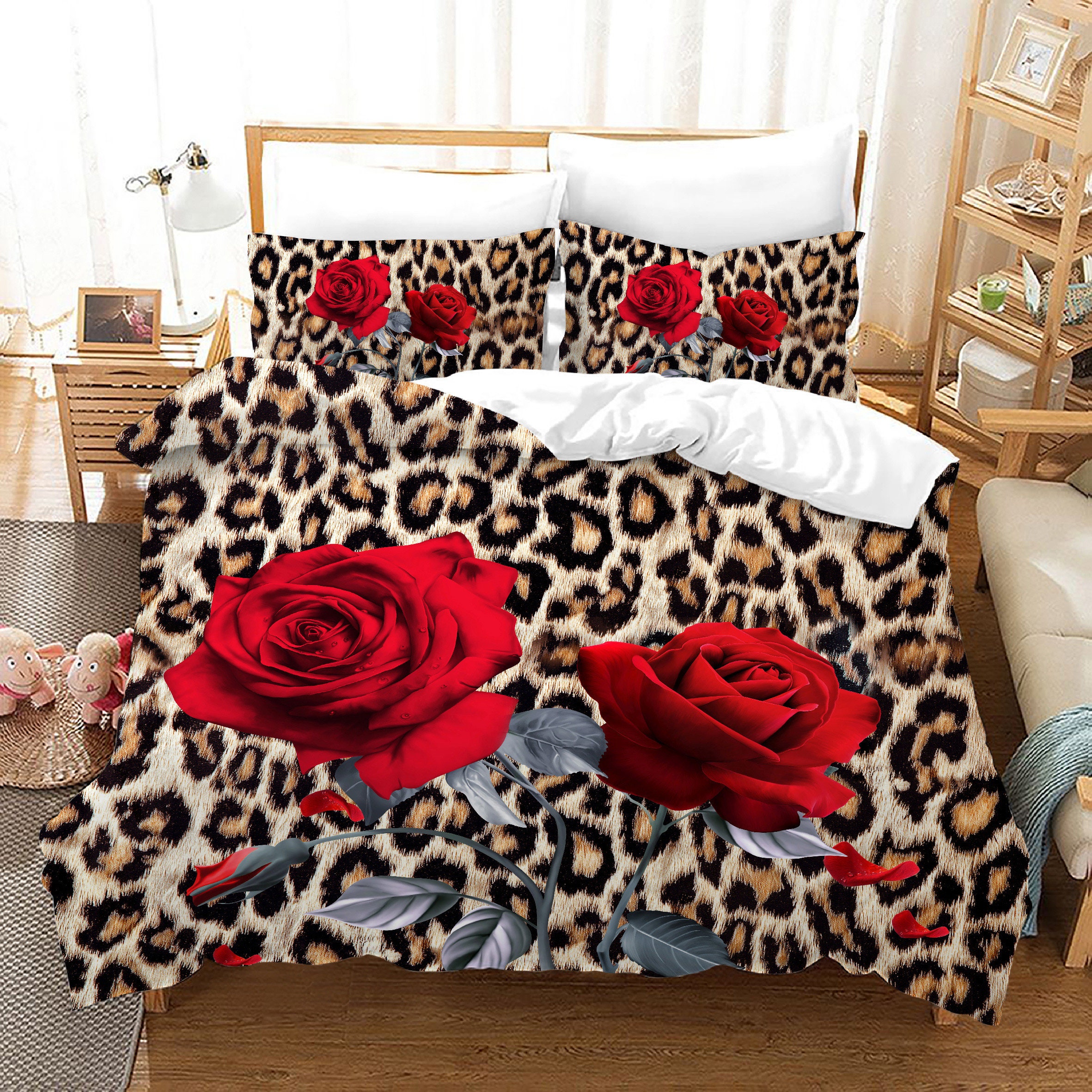 grey leopard duvet