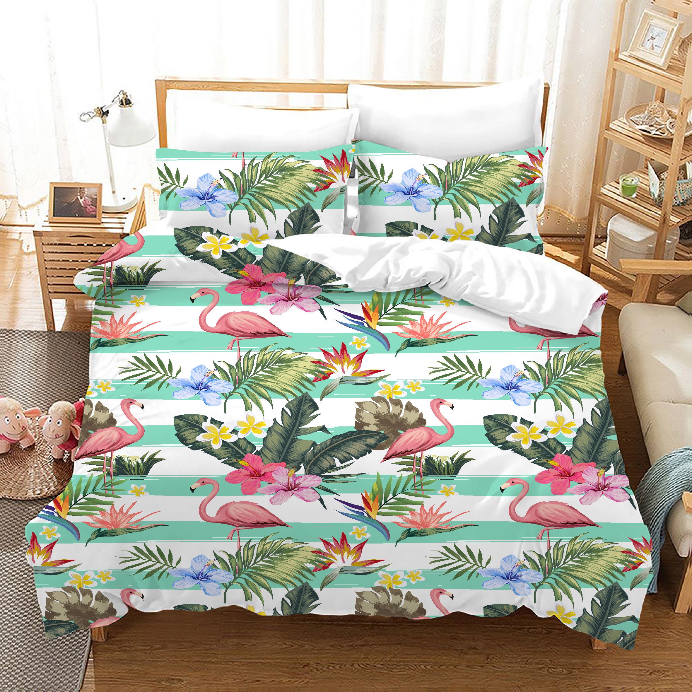 Leaf Duvet Cover Set Tropical Exotic Banana Forest Palm Tree Etsy UK