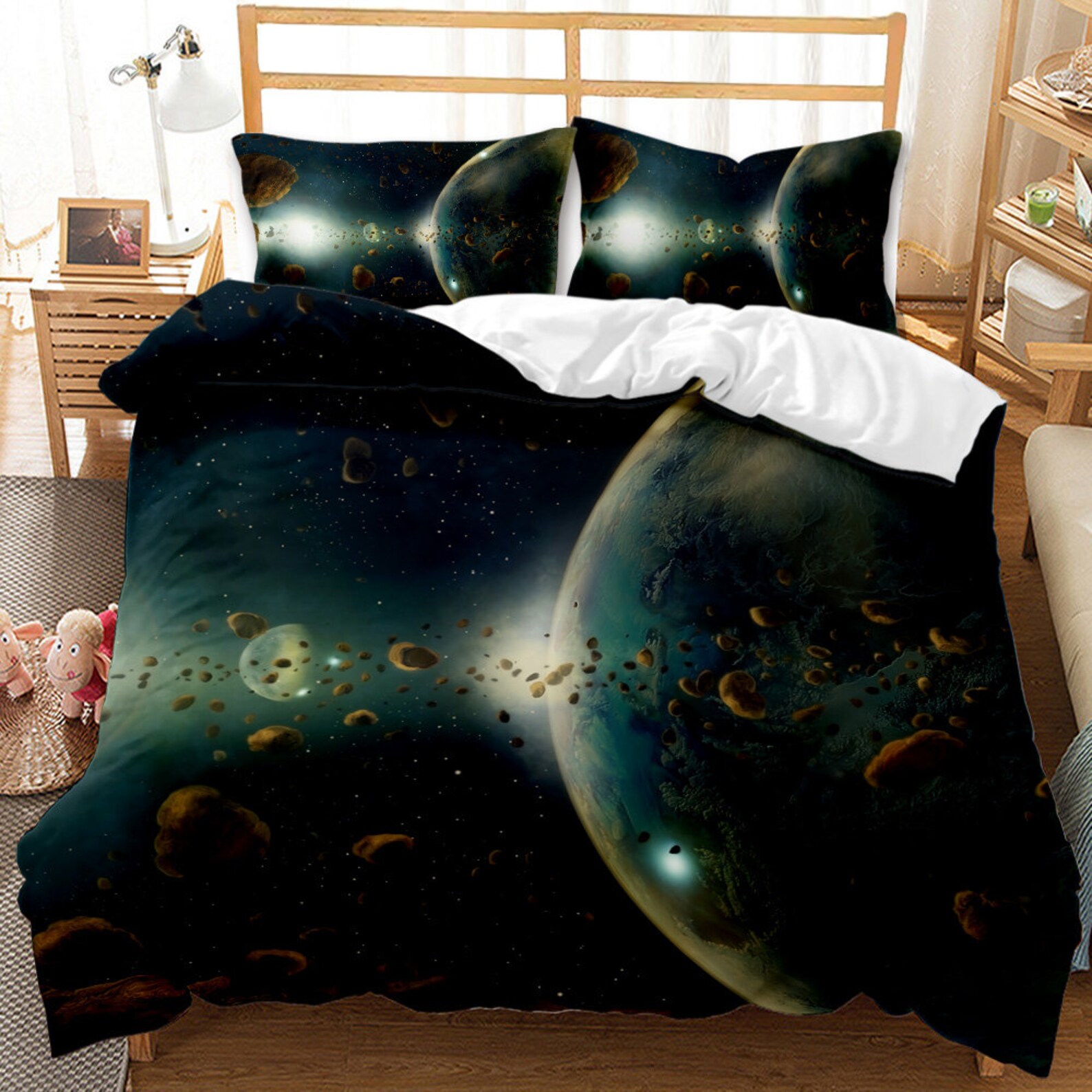 3 Piece Bedding Set King Size Universe Decor Duvet Cover Etsy