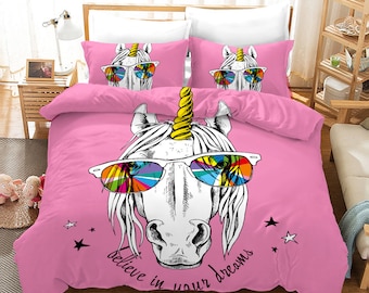 S-ANT Cooper Girl Unicorn Bedding Set White Pink Golden Ears Unicorn Bedding Duvet Cover Set Queen Girls Printed Modern Lightweight Kids Bedding Set for Teens U08, Queen NO Comforter Included S-ANT Cooper Girl Unicorn Bedding Set White Pink Golden Ears Unicorn Bedding Duvet Cover Set Queen Girls Printed Modern Lightweight Kids Bedding Set for Teens U08, Queen NO Comforter Included