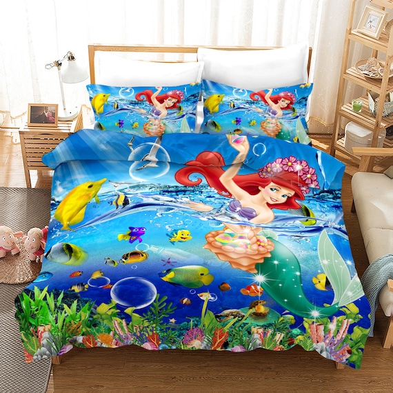Queen Mermaid Bedding Set Girls Duvet 