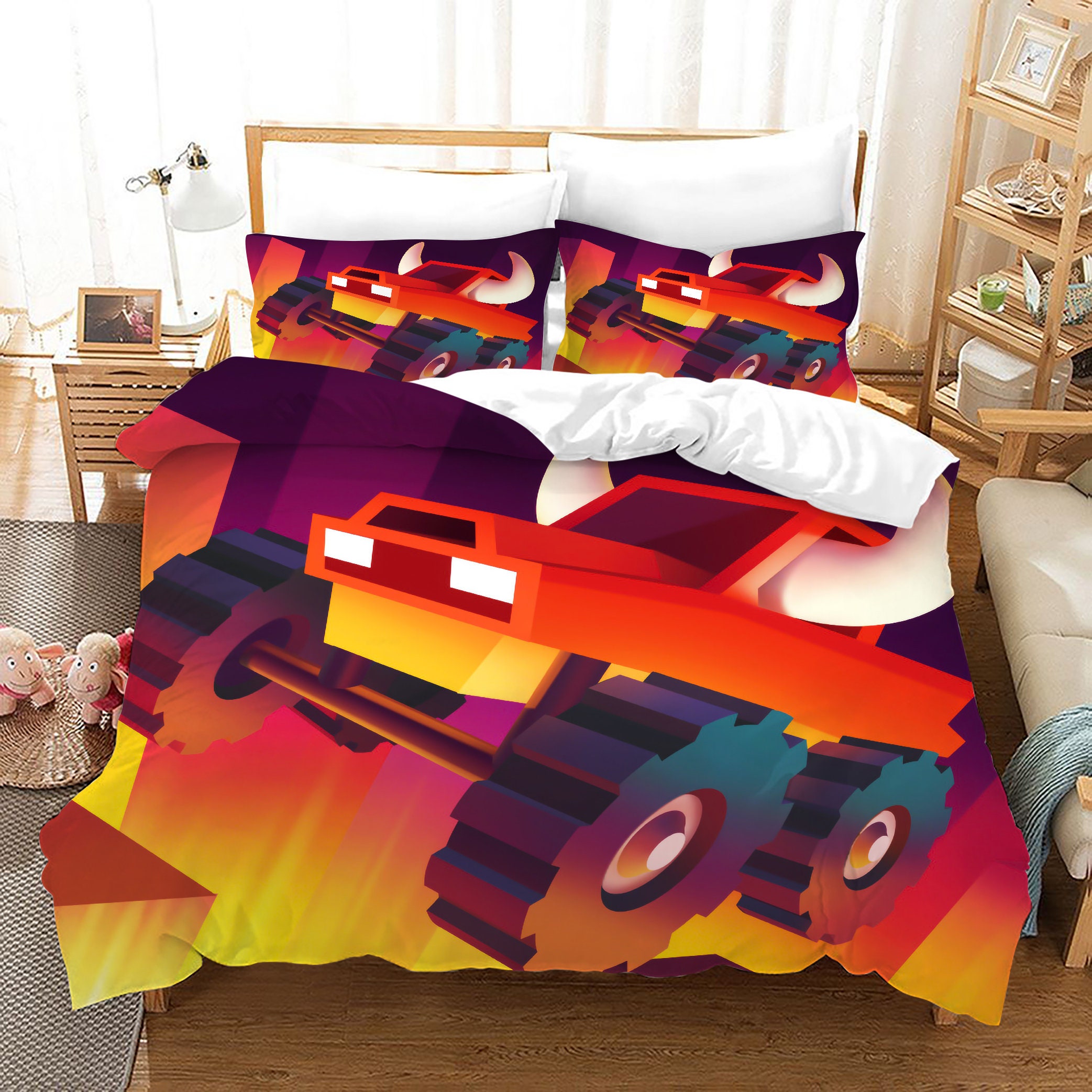 Truck Bedding Duvet Cover Set 3D Giant Monster Truck Comforter Etsy UK