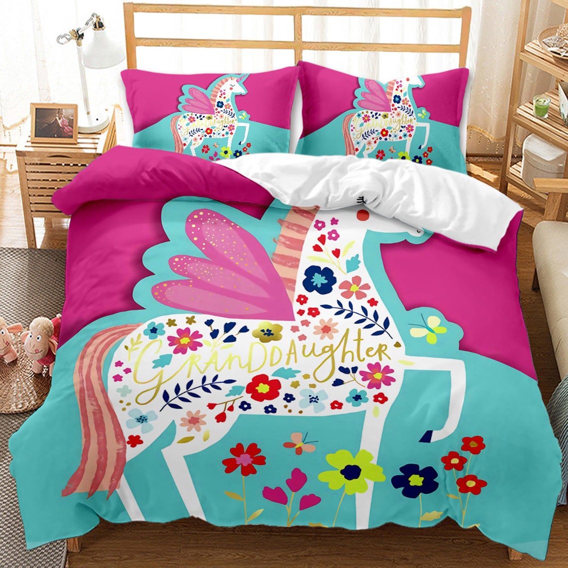 Girls Sparkle Lilac Unicorn Bedding for Twin Full Queen King Etsy UK