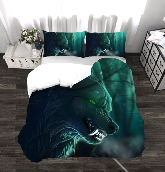 3D Bedding Set 3 Piece Queen Size Wolf Head Animal Print Duvet - Etsy  Denmark
