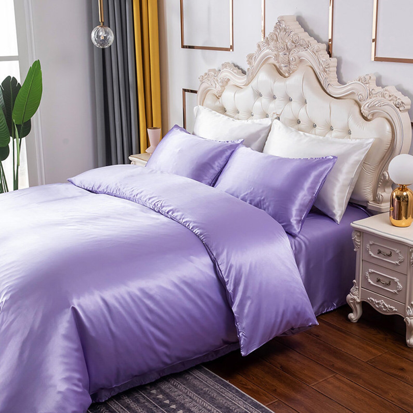 Duvet Cover Set King Size Lavender Silk Duvet Cover Soft Etsy