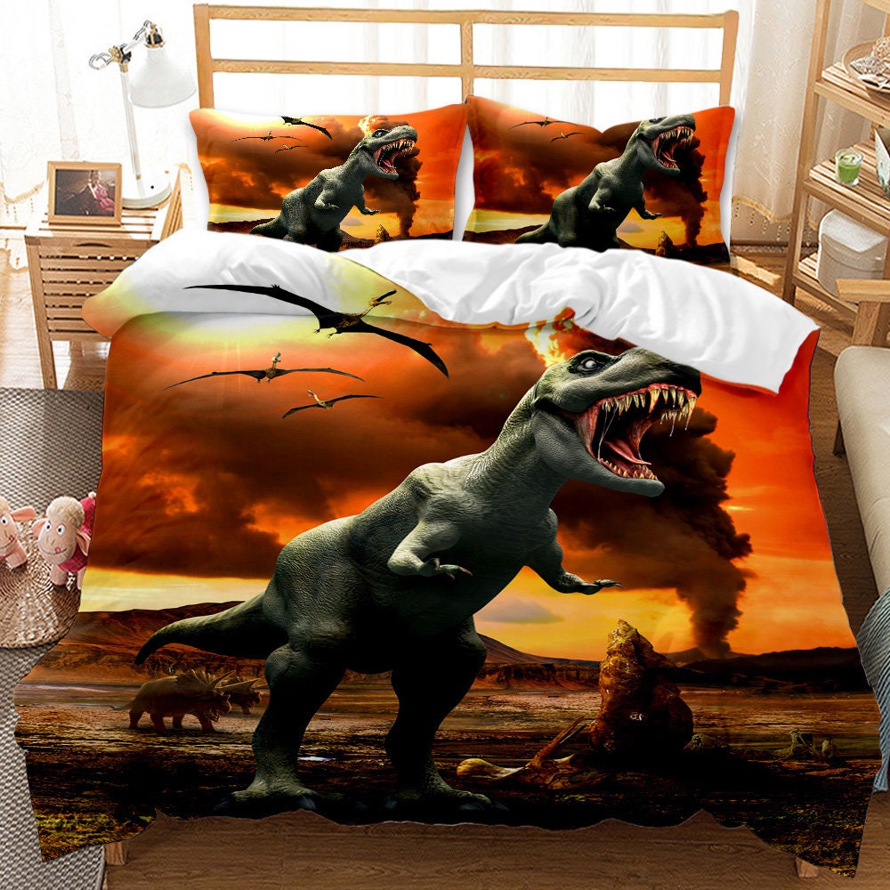 Dinosaur Bedding Set for Boys Jurassic Decor Duvet Cover Set Etsy