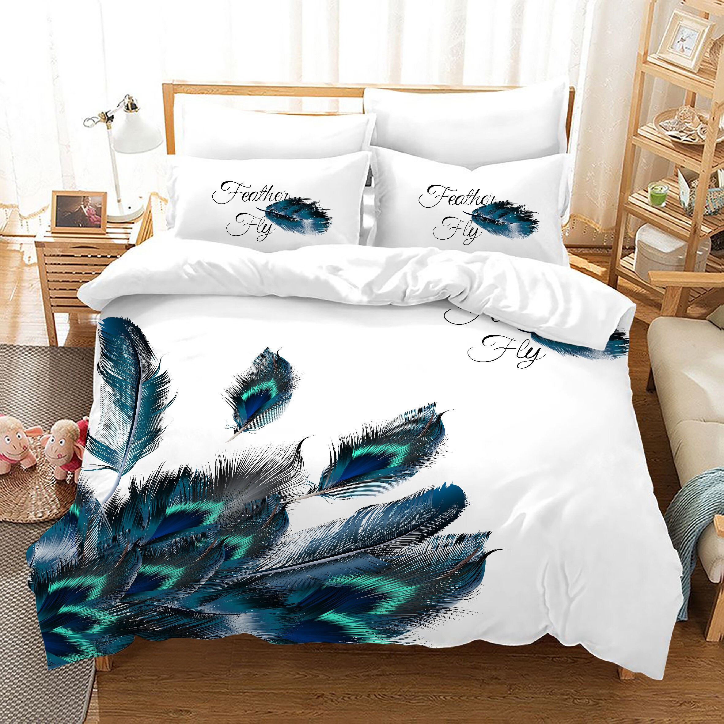 Peacock Decor Duvet Cover Set Kids Full 