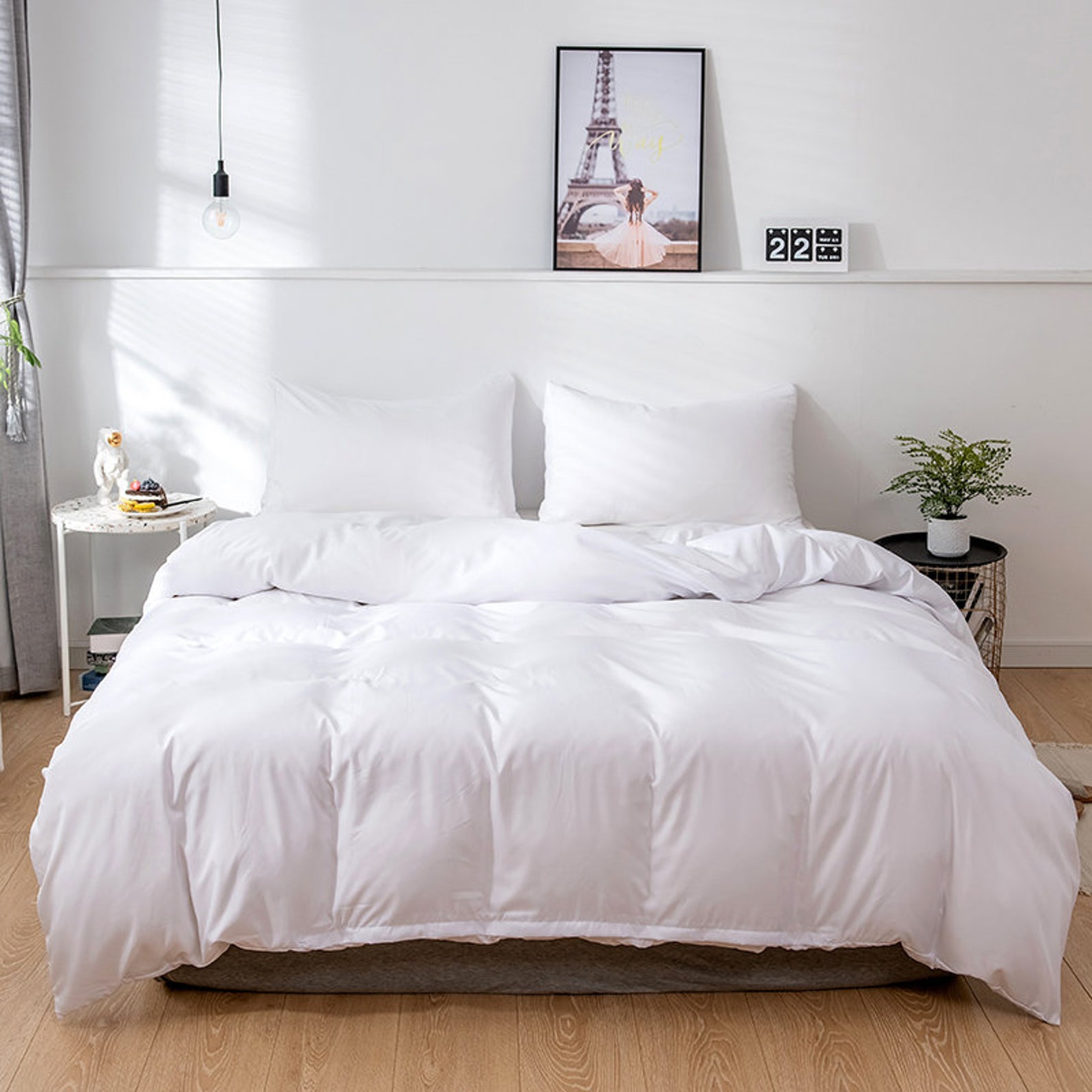 White Duvet Cover 3 Piece Set Ultra Soft Double Brushed Etsy
