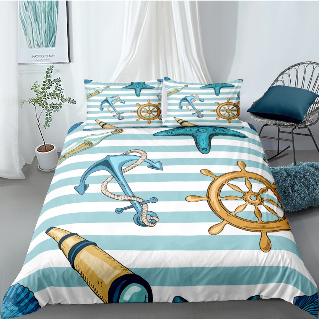 Duvet Cover Set Queen Size Ship Anchor 