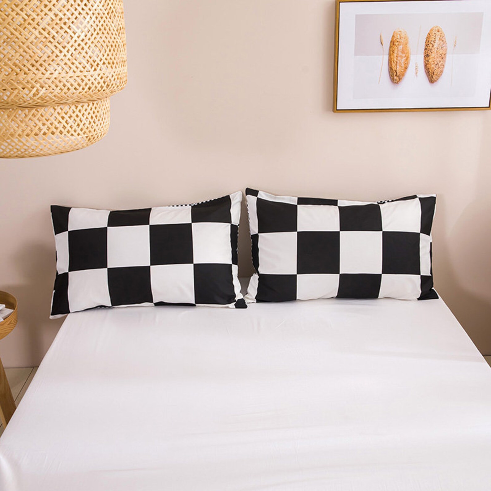 Black and White Grid Duvet Cover Set Geometric Checkered Etsy