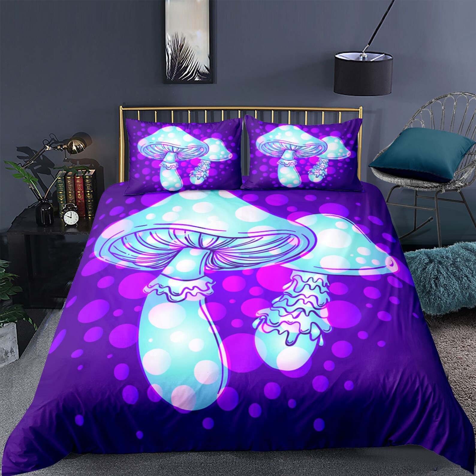Cartoon Mushroom Bedding for Girls Boys Kids Queen Size Duvet Etsy UK