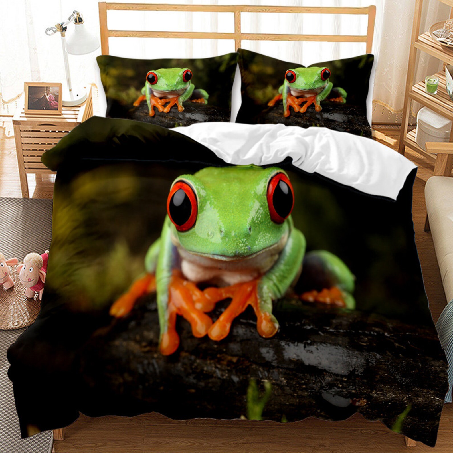 Bedding Set Cute Frog Full Bed Set Duvet Cover Frog Green Etsy