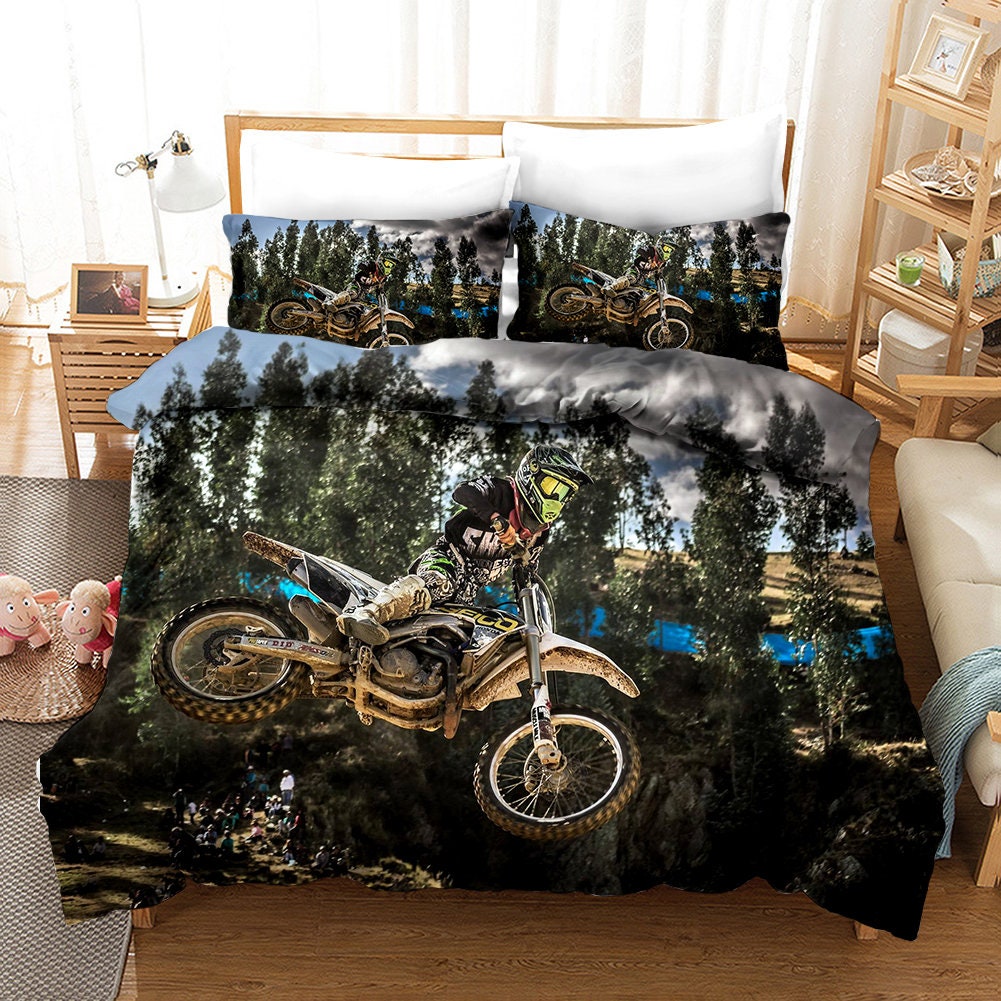 Dirt Bike Bedding Motorcycle Duvet Cover Set Boys Motorbike Etsy