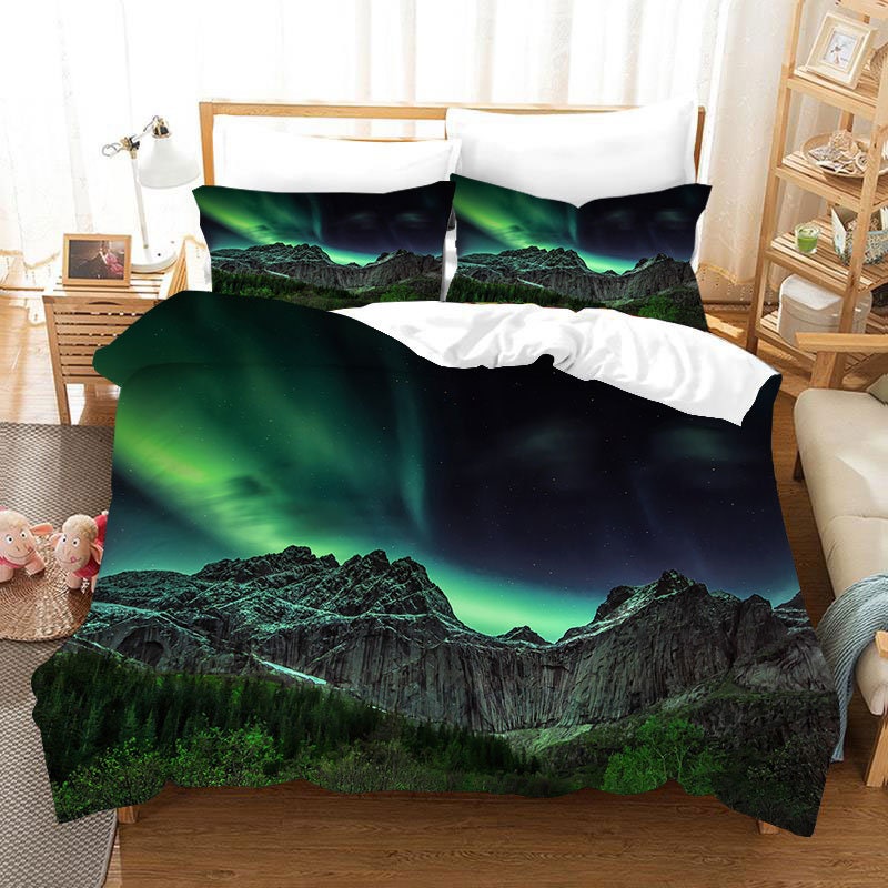 Northern Lights Bedspread Full Size Galaxy Bedding Space Duvet Etsy