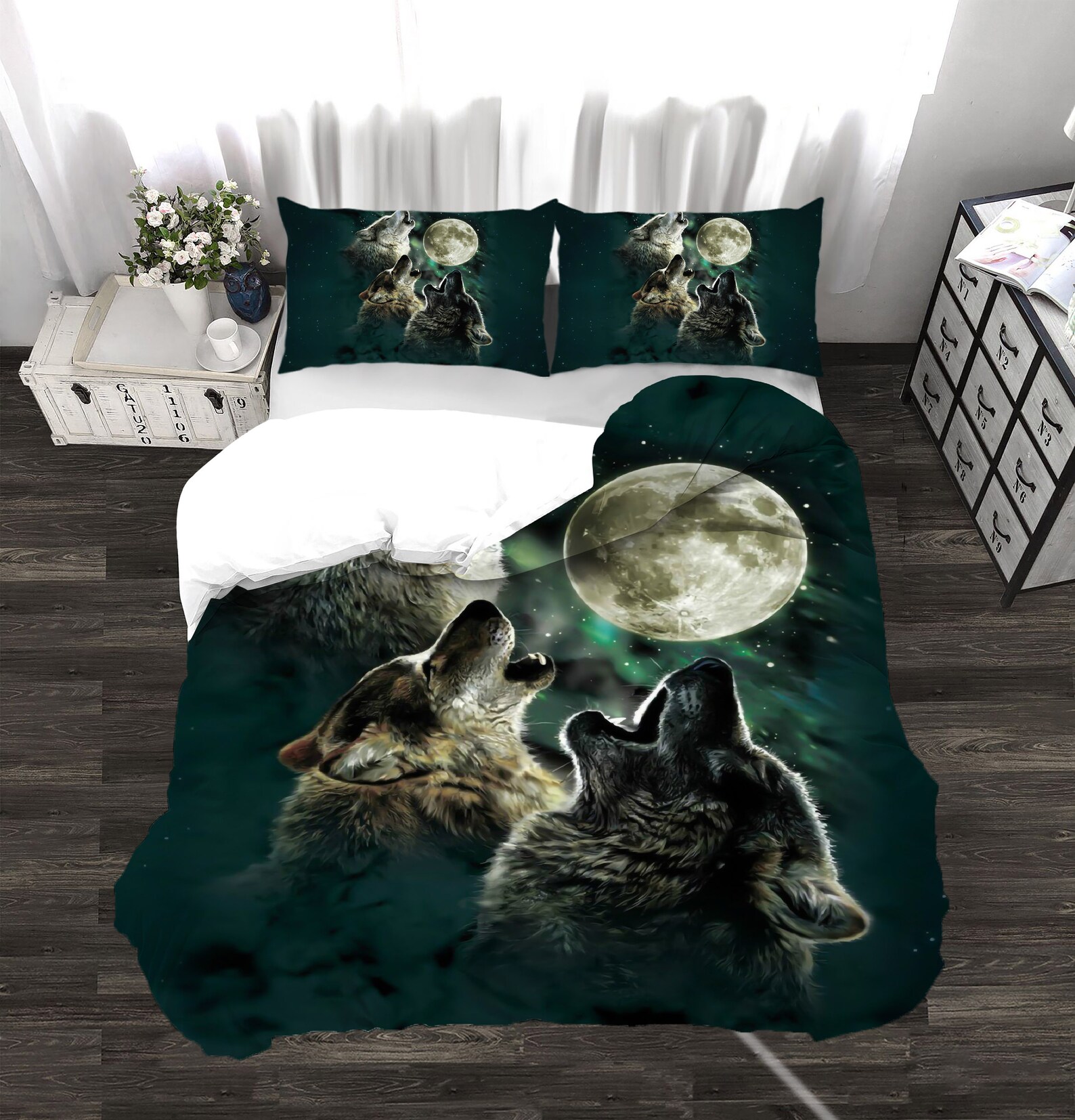 Wolf Theme Bedding Sets Duvet Cover Set King Size 3 Piece Etsy