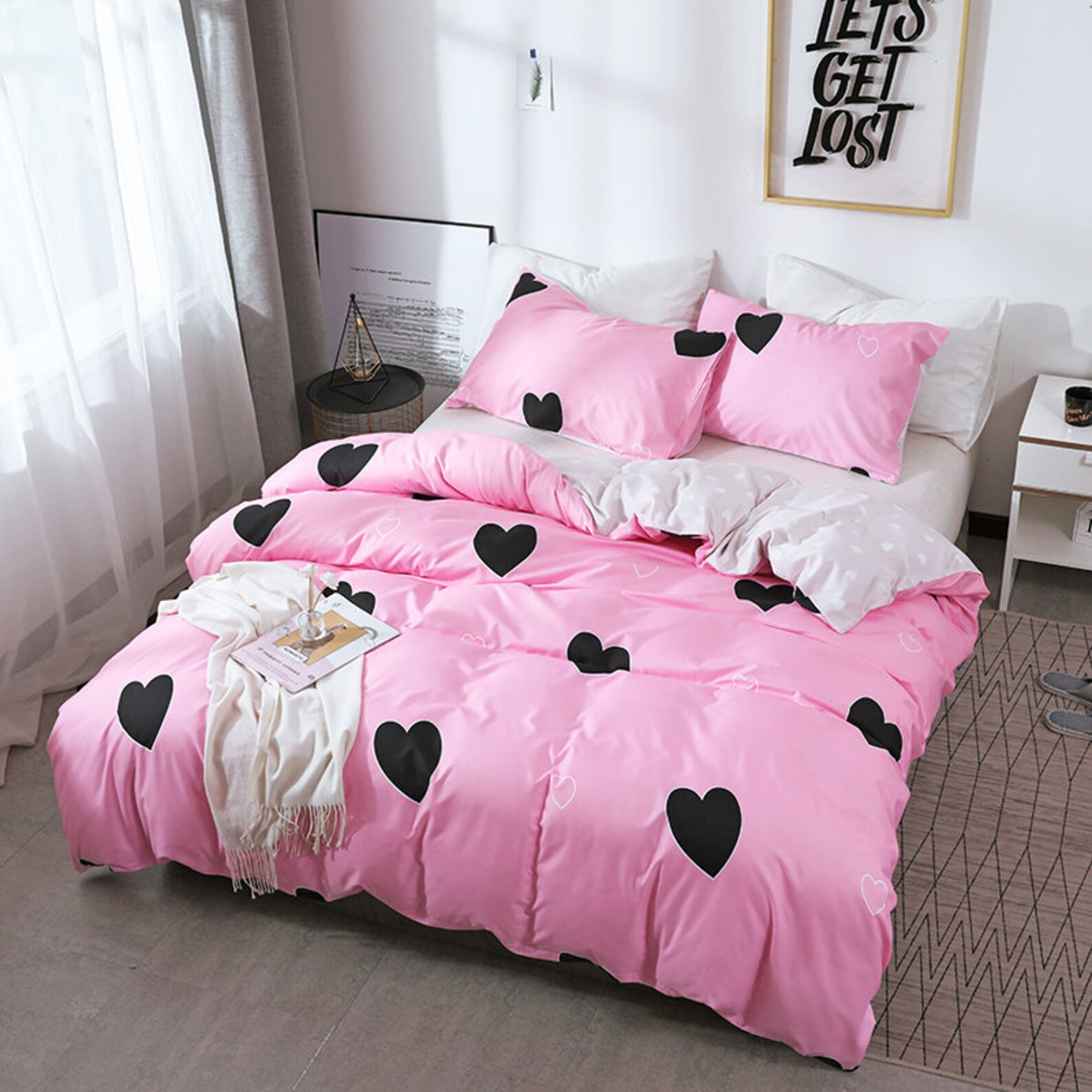 Blush Pink Heartshaped Twin Full Queen King Duvet Cover Set Etsy