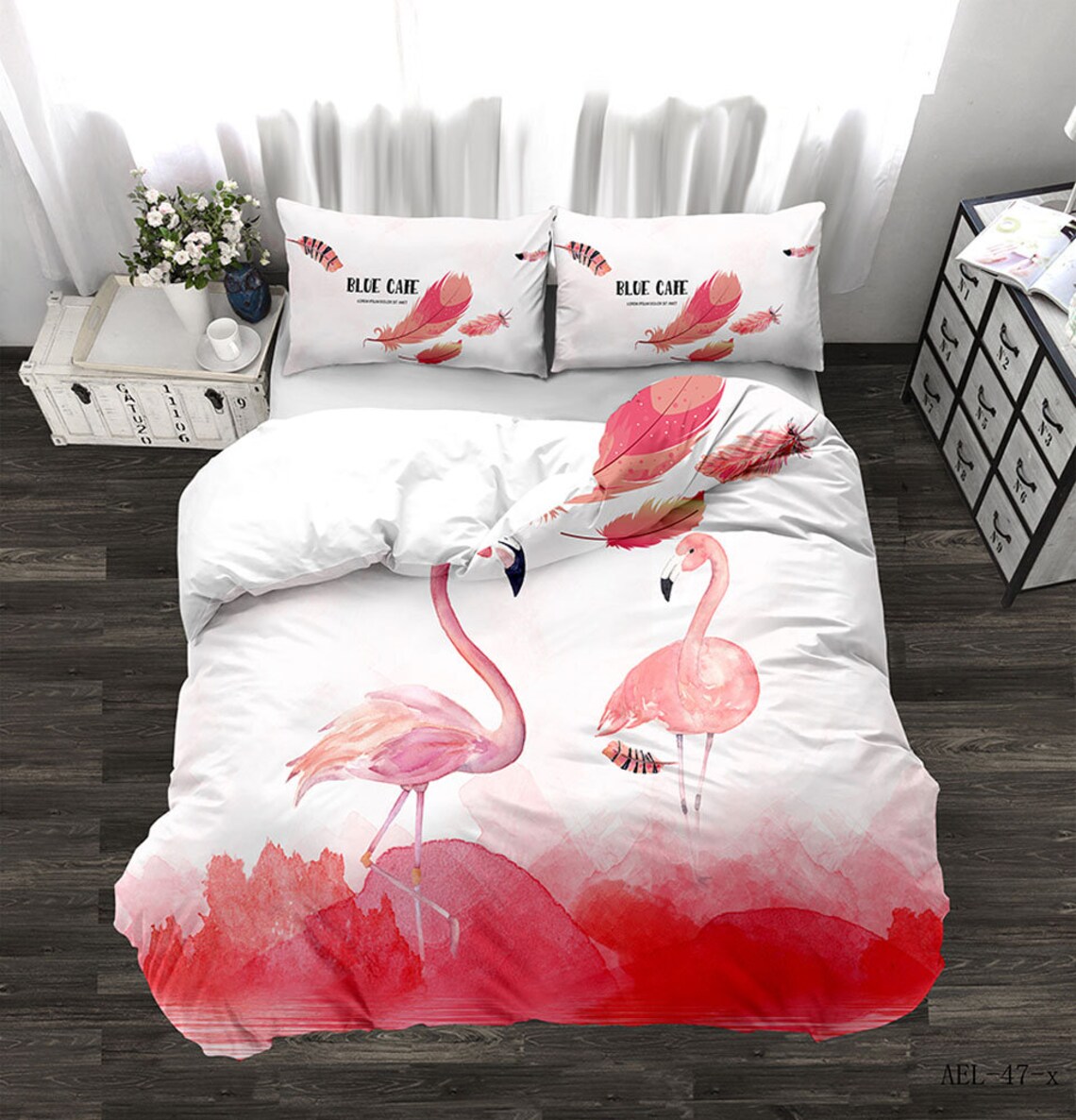 Fresh Style Flamingo Bedding Set Children Reversible Light Etsy