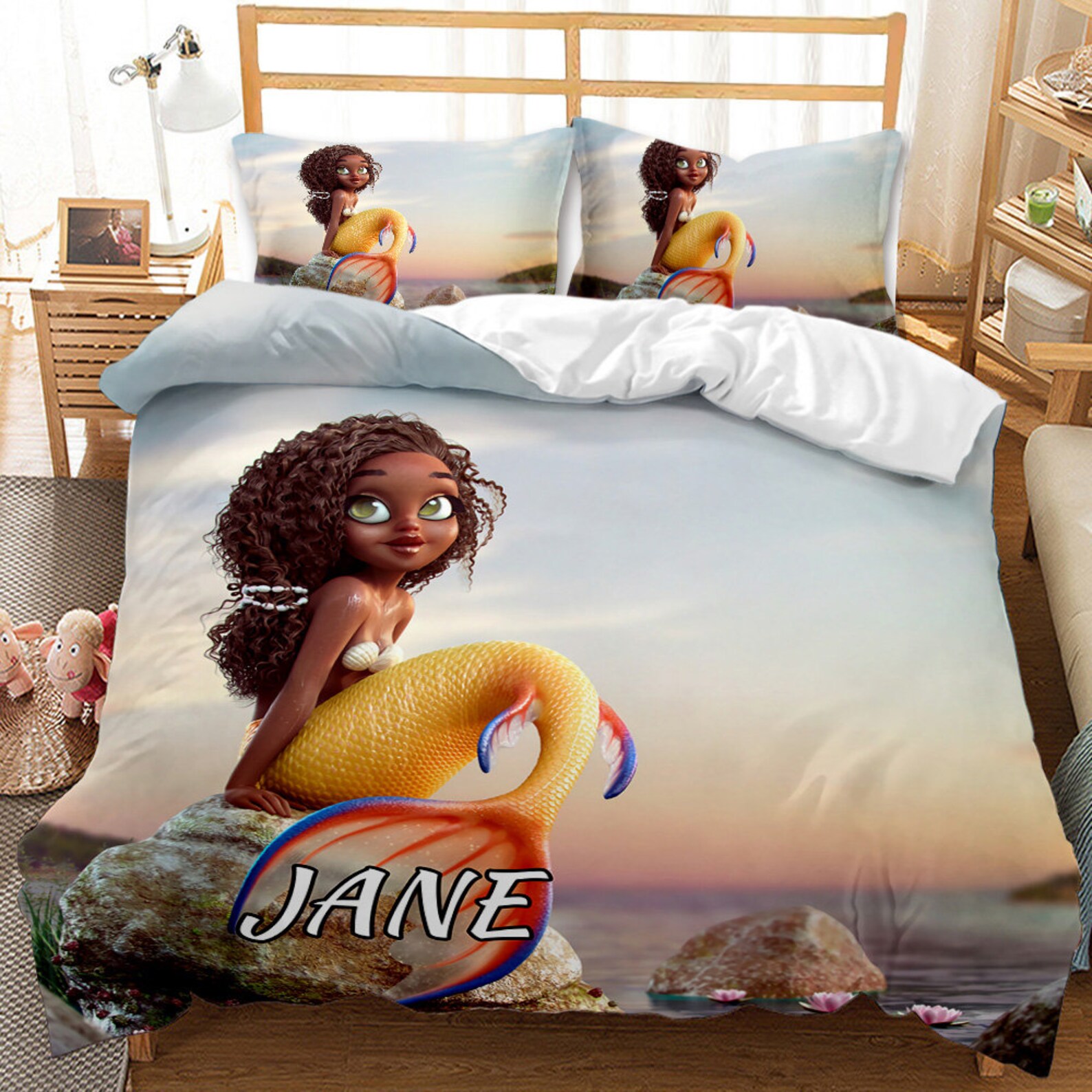 African American Girl Bedding Set Queen Size Black Magical Etsy
