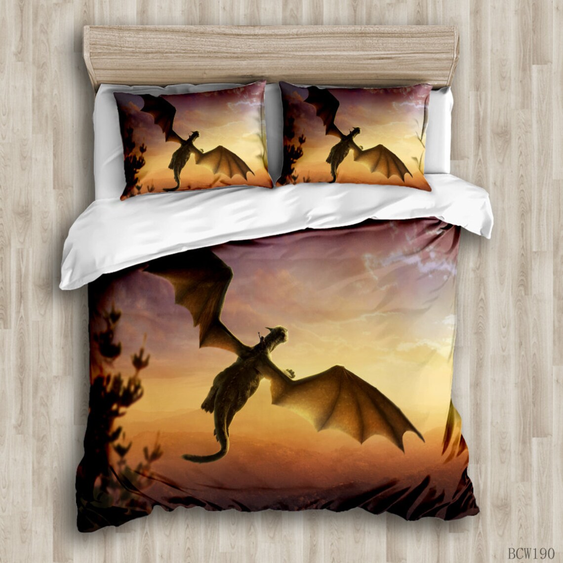 Dragon Bedding Queen 3D Mythical Dragon Print 3 Piece Bed Set Etsy