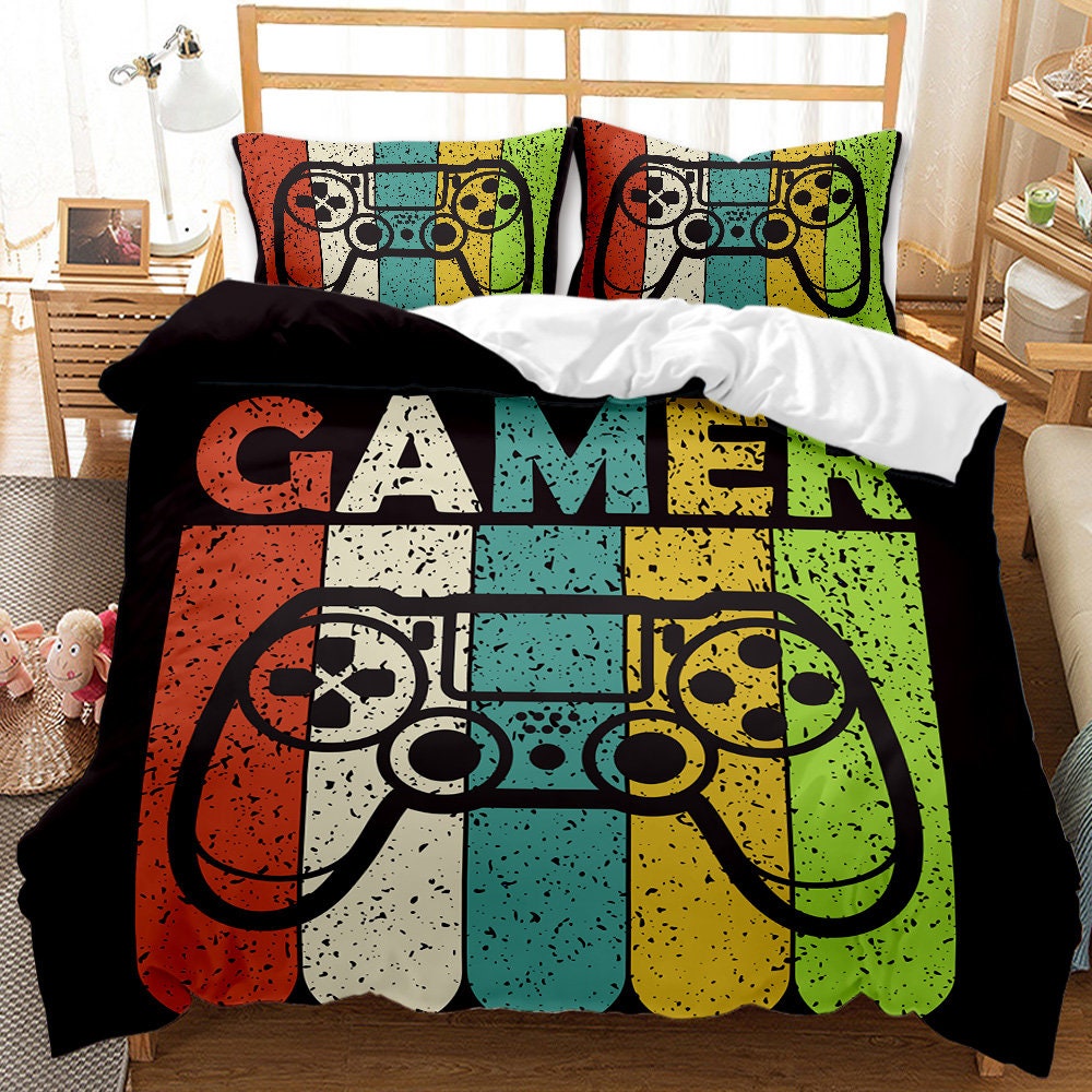 Spielkonsole Bettwäsche 3er Set Gamer Bettbezug Kissenbezug Einzelbett Neue Spielkonsole Bettwäsche 3er Set Gamer Bettbezug Kissenbezug Einzelbett Neue