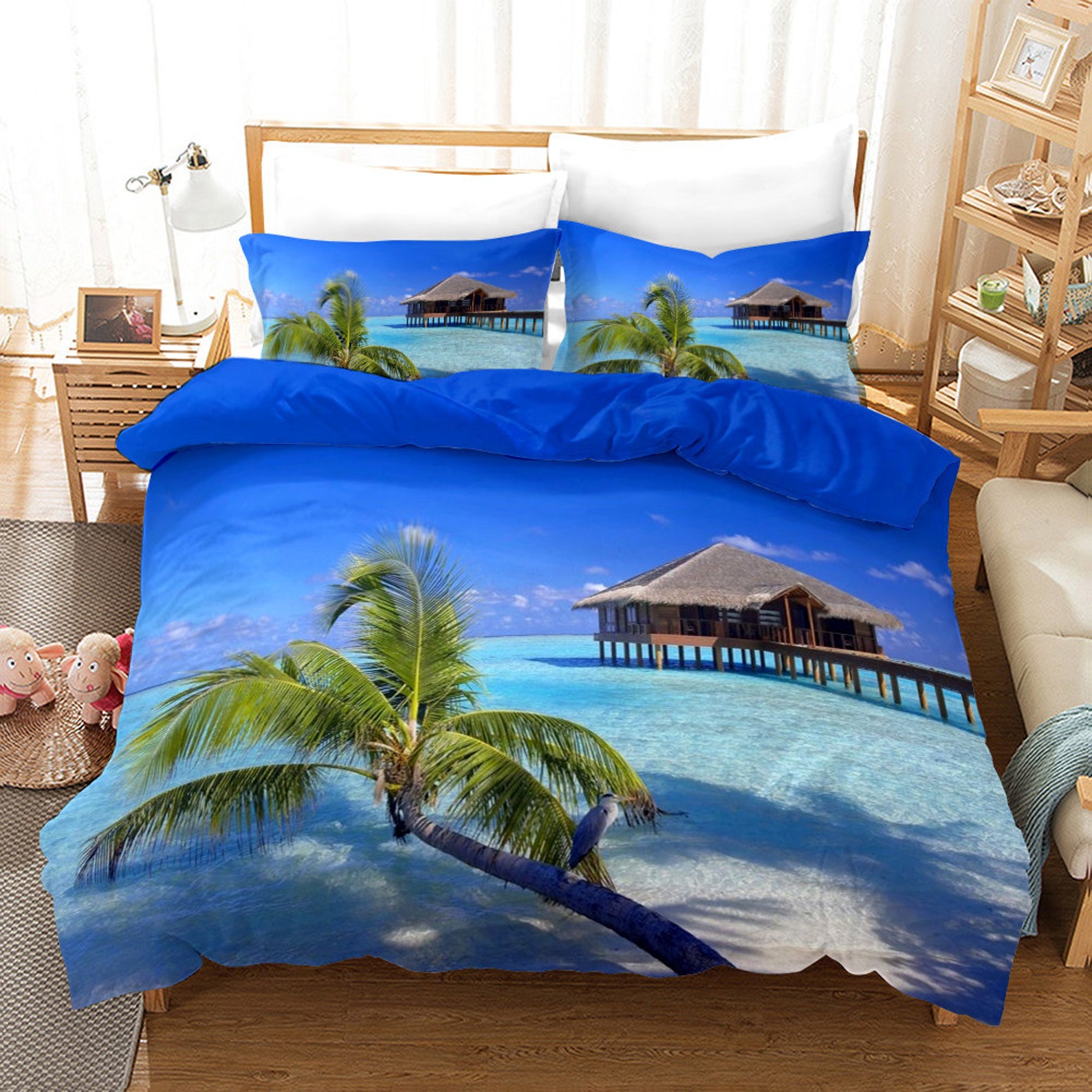 Beach Comforter Set Ocean Bedding Set Sunny Beach Tropical - Etsy
