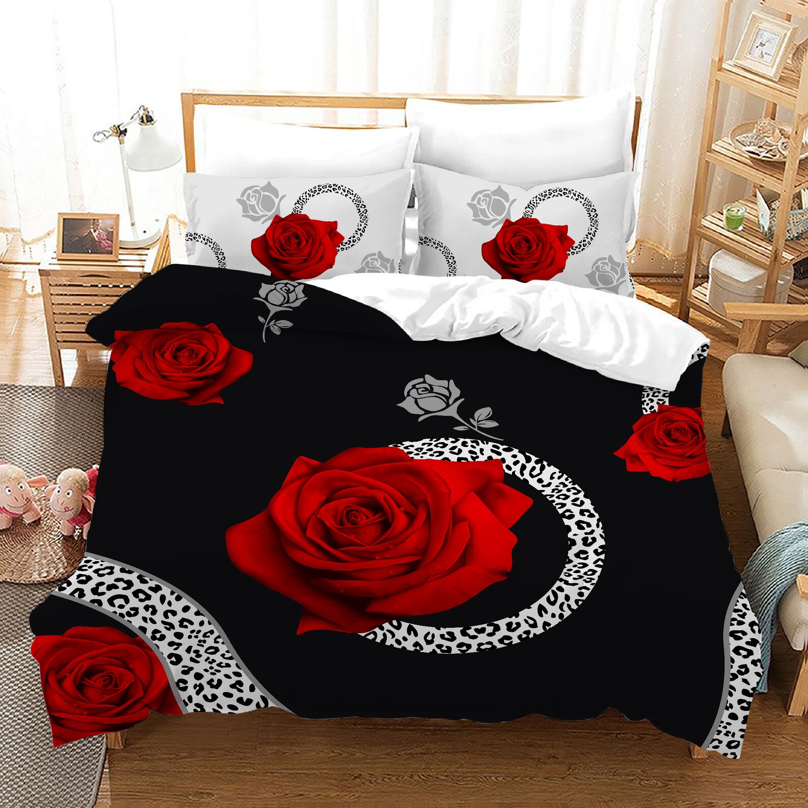 Red Rose Duvet Cover Set Twin Size 3D Printed Queen Size - Etsy